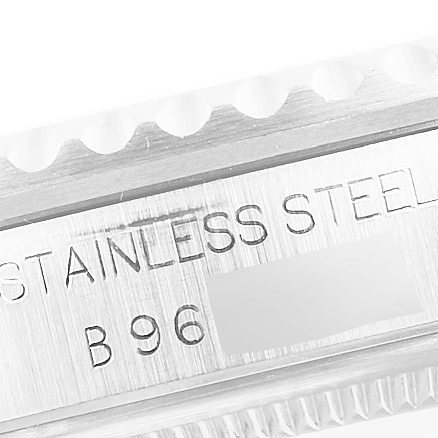 The image shows a close-up of the case side engraving on a stainless steel Tudor Submariner 75190 Men's Stainless Steel Pink Dial 75190 Men's Stainless Steel Pink Dial watch.