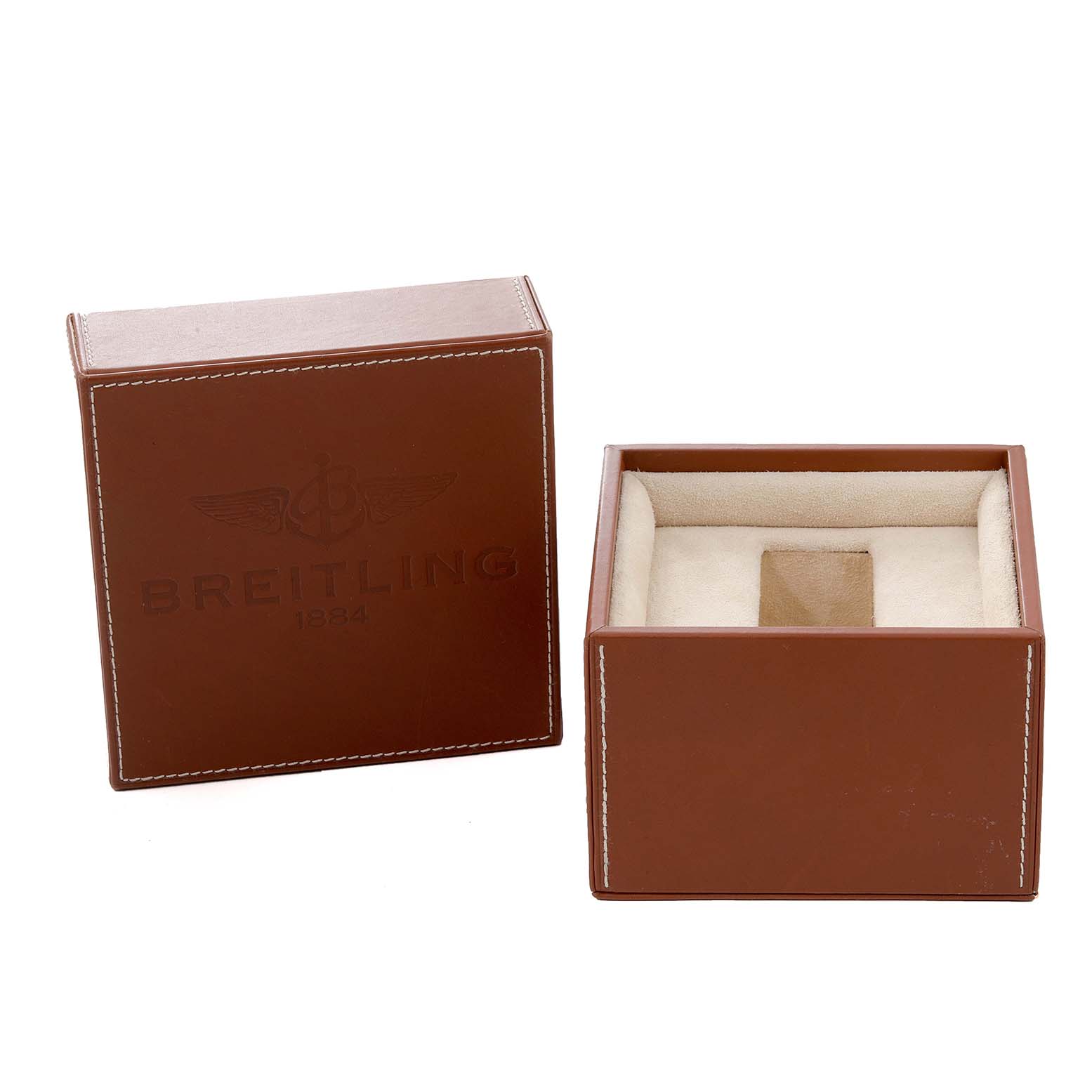 The image shows an open watch box and lid for the Breitling Bentley K25362 Men's Yellow Gold Black Dial K25362 Men's Yellow Gold Black Dial model from a front angle.