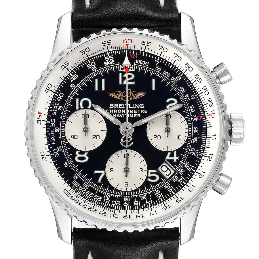 Breitling Navitimer Black Dial Chronograph Steel Mens Watch A23322 Box Papers SwissWatchExpo