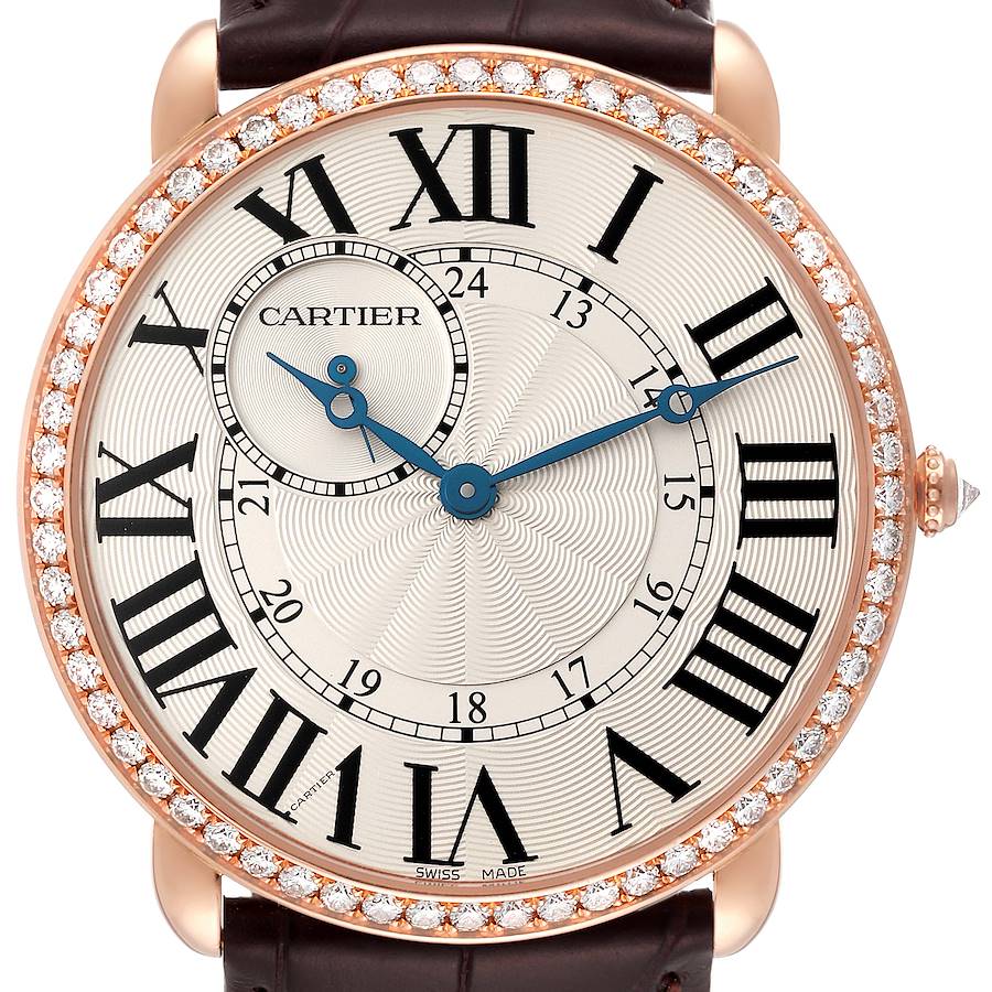 Cartier Ronde Louis 18K Rose Gold Diamond Bezel Mens Watch WR007001 SwissWatchExpo
