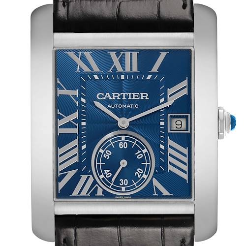 Photo of Cartier Tank MC Steel Blue Dial Mens Watch WSTA0010 Papers