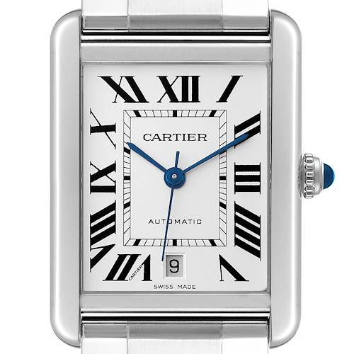 Photo of Cartier Tank Solo XL Silver Dial Automatic Steel Mens Watch W5200028 Box Papers