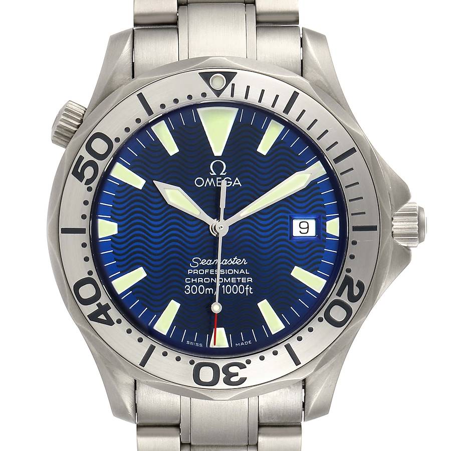 Omega Seamaster Titanium Blue Dial Mens Watch 2232.80.00 SwissWatchExpo