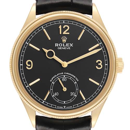 Photo of Rolex 1908 Yellow Gold Black Dial Mens Watch 52508 Unworn