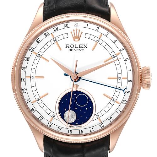 Photo of Rolex Cellini Moonphase Everose White Dial Automatic Mens Watch 50535 Box Card