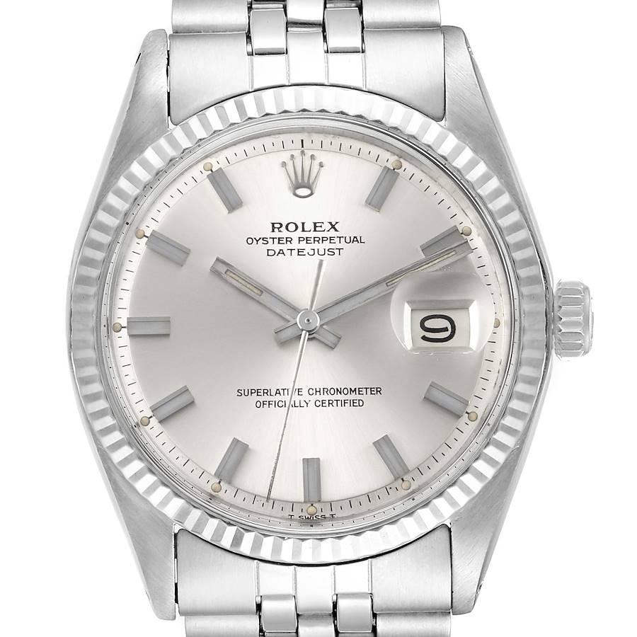 Rolex Datejust Steel White Gold Silver Dial Vintage Mens Watch 1601 SwissWatchExpo