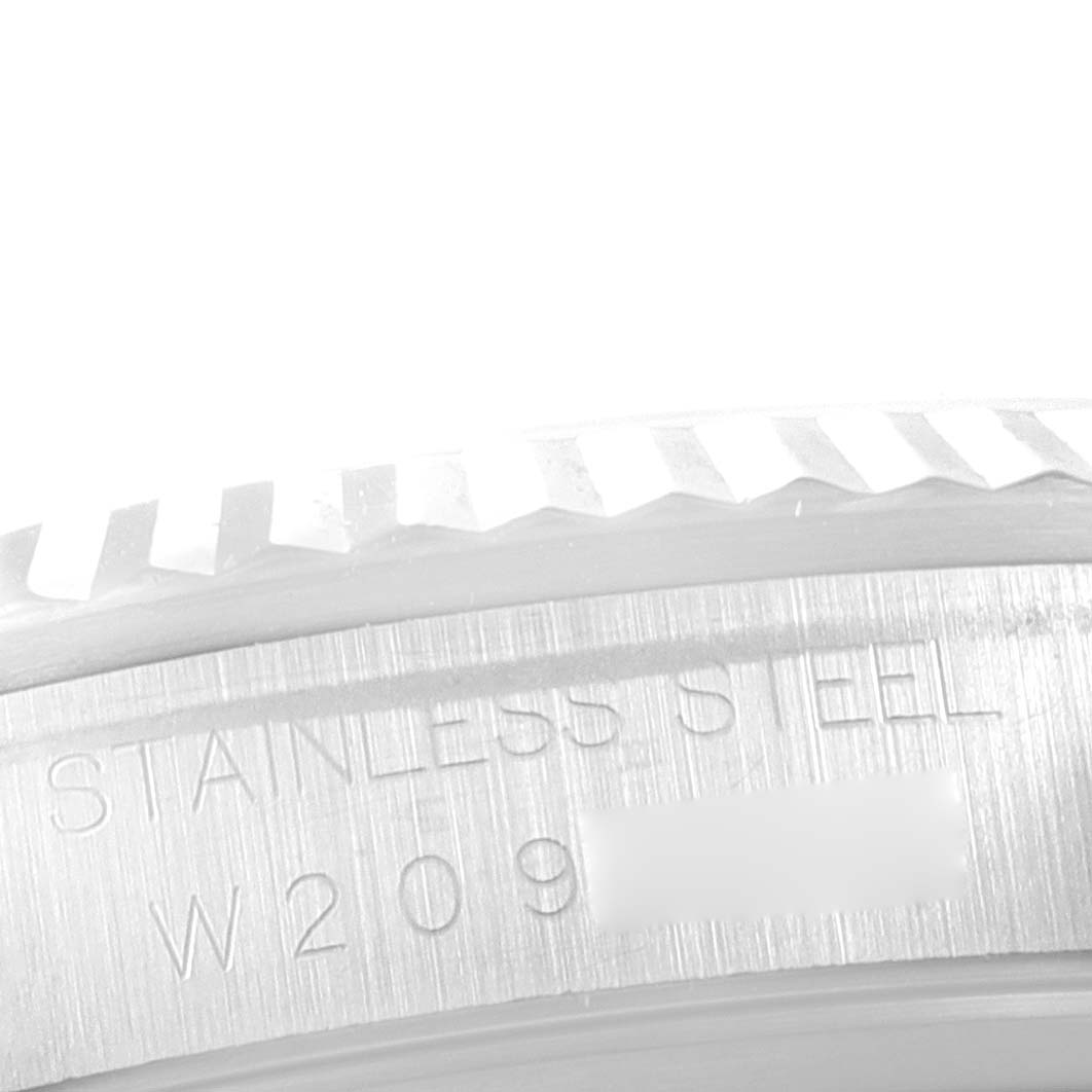 This image shows a close-up of the bezel and case side of a Rolex Datejust 16234 Men's Stainless Steel Silver Dial 16234 Men's Stainless Steel Silver Dial, displaying the “STAINLESS STEEL” engraving.