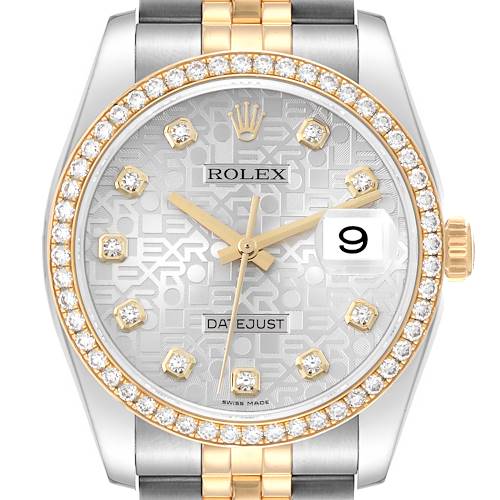 Photo of Rolex Datejust Steel Yellow Gold Anniversary Dial Diamond Mens Watch 116243