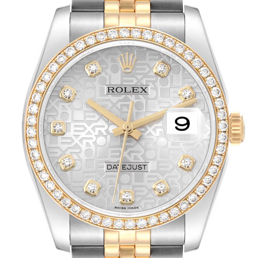 Rolex Datejust Steel Yellow Gold Anniversary Dial Diamond Mens Watch 116243 SwissWatchExpo