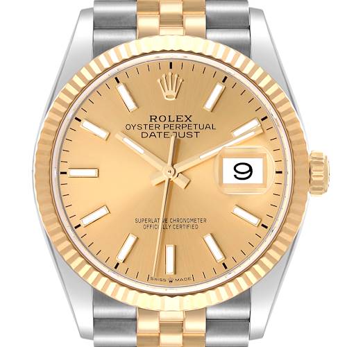 Photo of Rolex Datejust Steel Yellow Gold Champagne Dial Mens Watch 126233