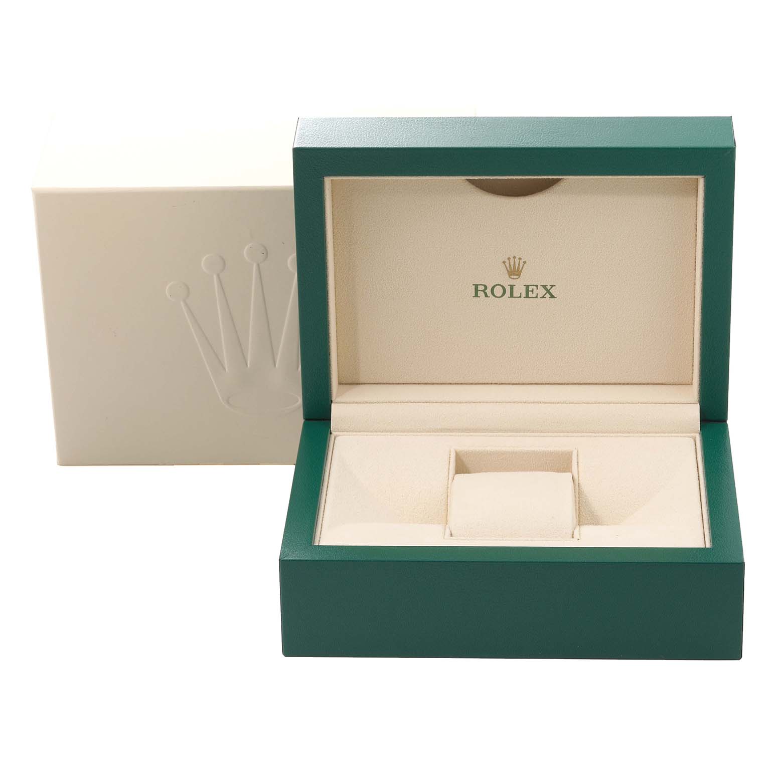 The image shows an open presentation box for a Rolex Datejust 126233 Men's Steel and Gold (two tone) Champagne Dial 126233 Men's Steel and Gold (two tone) Champagne Dial watch, with the Rolex logo visible inside.
