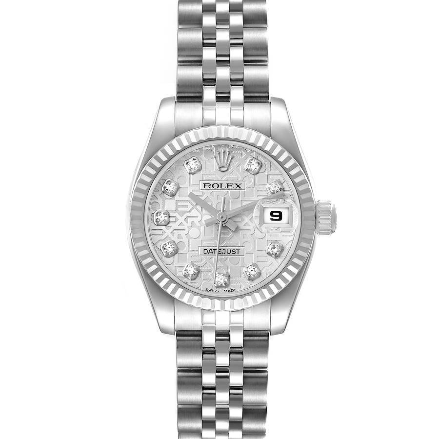 Rolex Datejust White Gold Silver Anniversary Diamond Dial Ladies Watch 179174 SwissWatchExpo