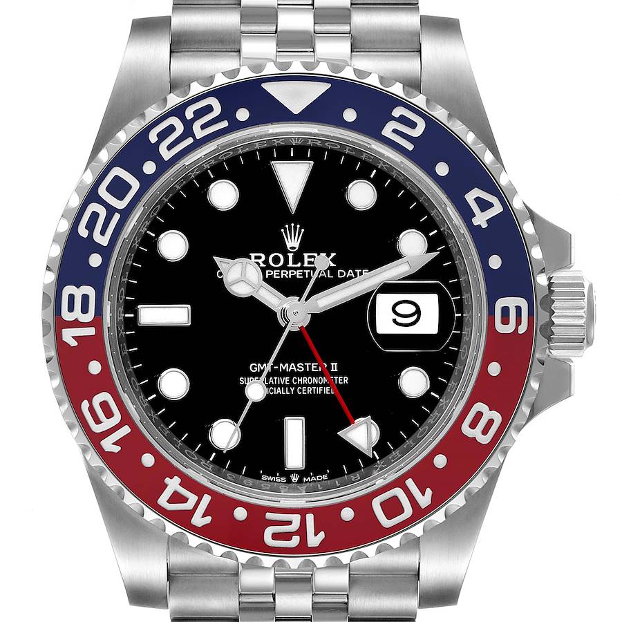 Rolex GMT Master II Pepsi Bezel Jubilee Steel Mens Watch 126710 Unworn SwissWatchExpo