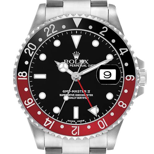 Photo of Rolex GMT Master II Steel Black Red Coke Bezel Mens Watch 16710
