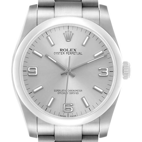 Photo of Rolex Oyster Perpetual 36 Steel Silver Dial Mens Watch 116000 Box Card