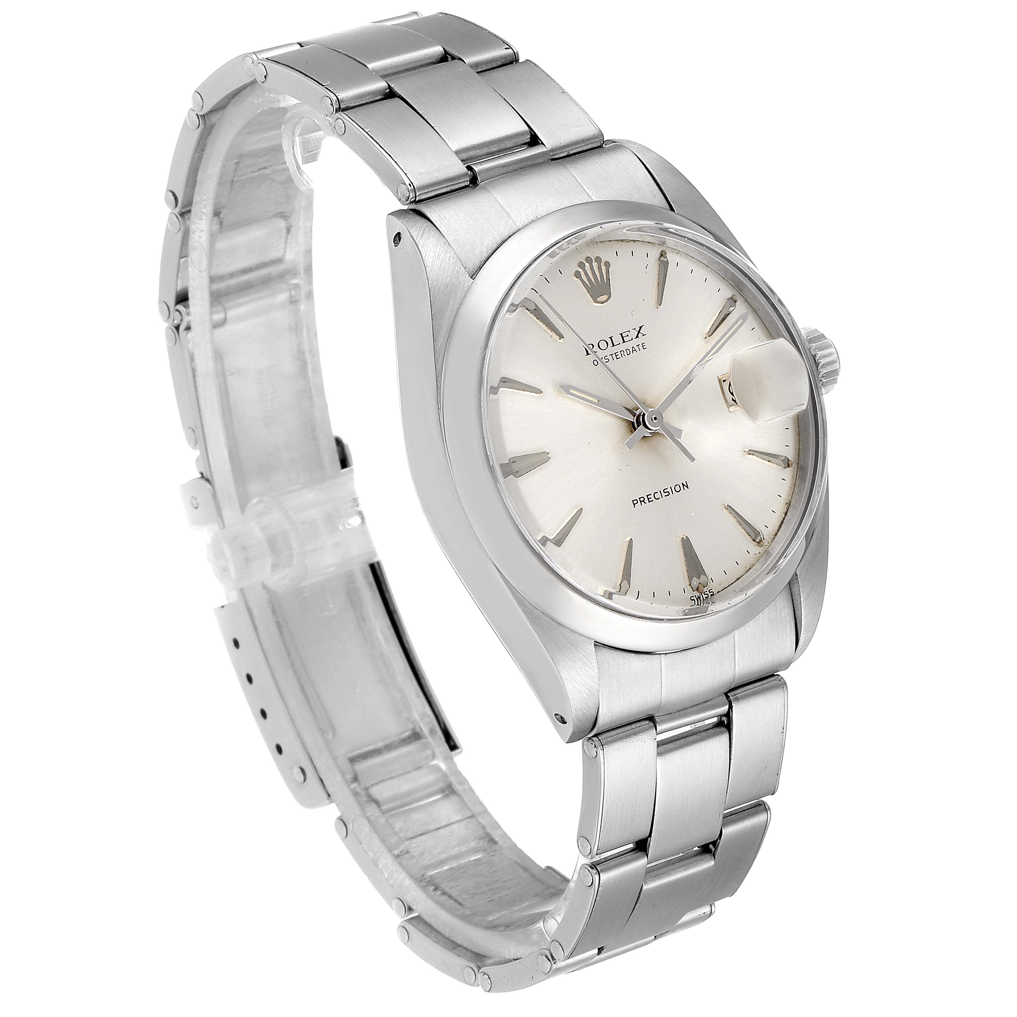 The image shows a Vintage Collection Rolex watch at an angle highlighting the face, bezel, and partial view of the bracelet.