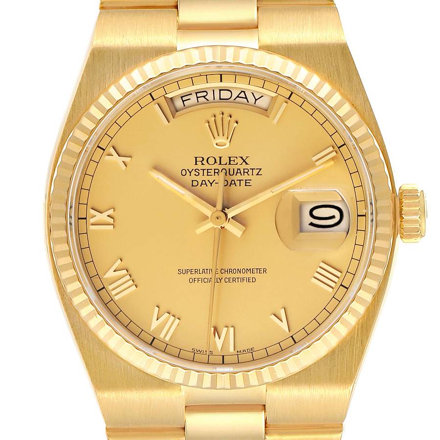 Rolex Oysterquartz President Yellow Gold Champagne Dial Watch 19018 SwissWatchExpo