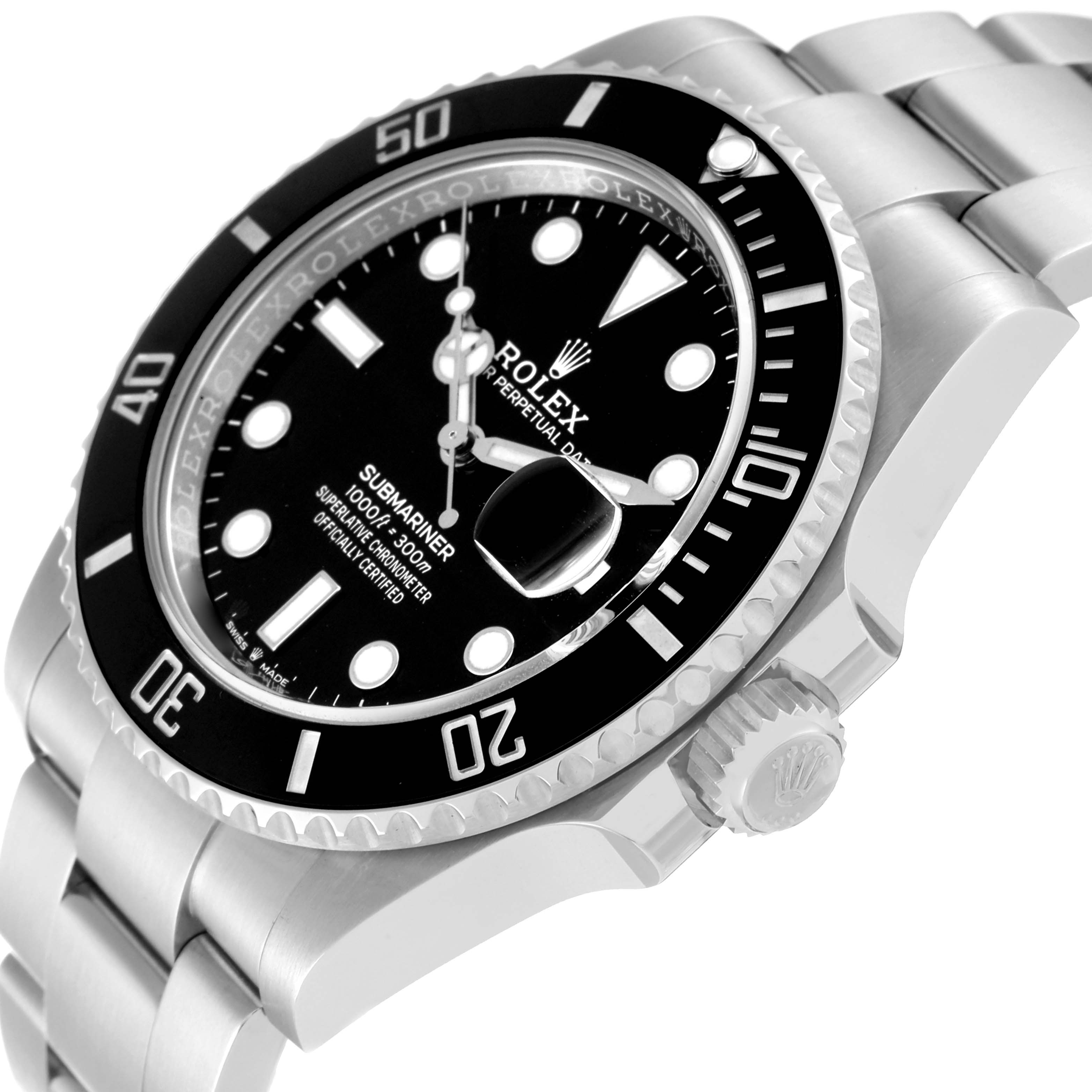 The Rolex Submariner 126610LN Men
s Stainless Steel Black Dial 126610LN Men
s Stainless Steel Black Dial watch is shown at a slight angle, displaying the dial, bezel, crown, and part of the bracelet.
