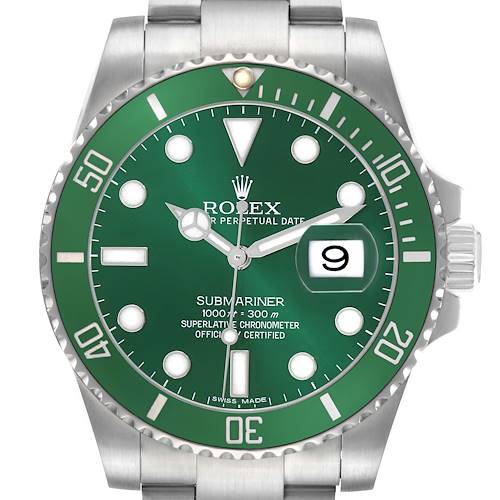 Photo of Rolex Submariner Hulk Steel Green Dial Bezel Mens Watch 116610LV