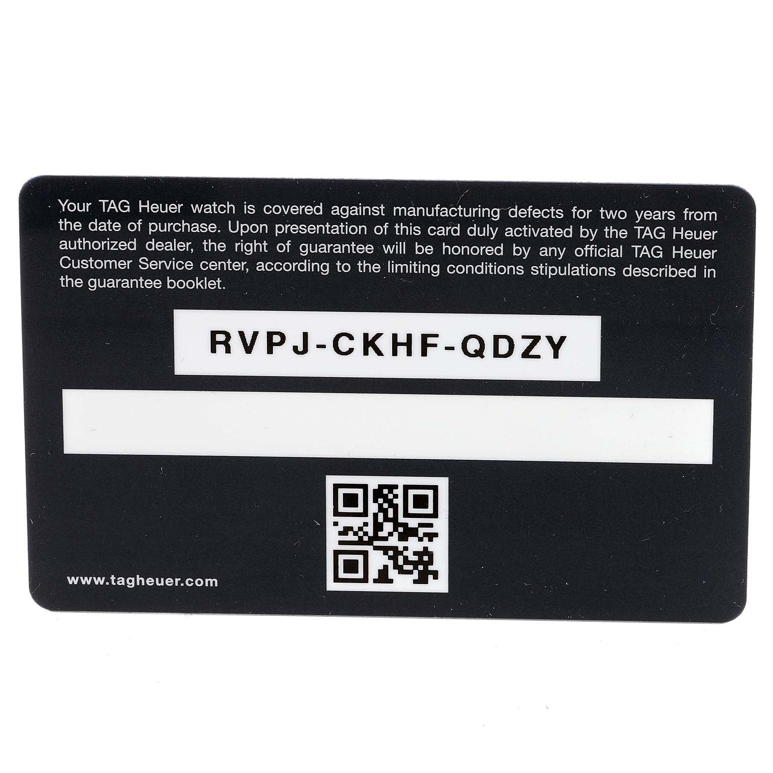 This image shows the guarantee card for the Tag Heuer Carrera WAR201C.BA0723 Men
s Stainless Steel Black Dial WAR201C.BA0723 Men
s Stainless Steel Black Dial model watch.