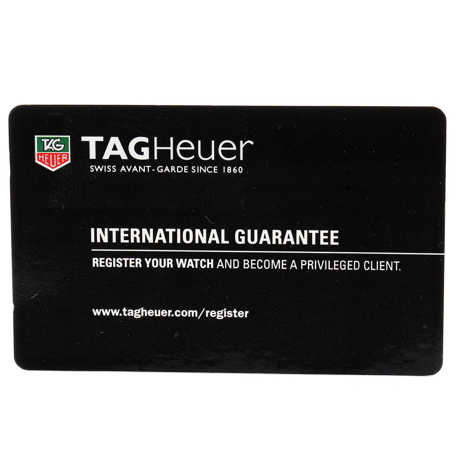 The image shows the International Guarantee card for a Limited Edition Tag Heuer watch.