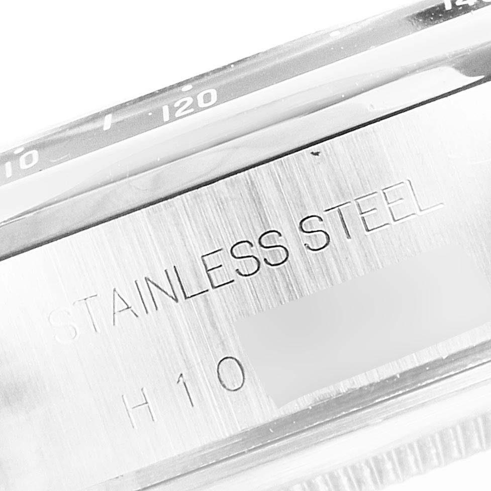 This image shows a close-up of the side of the Tudor Tiger 79260 Men
s Stainless Steel Yellow Dial 79260 Men
s Stainless Steel Yellow Dial model watch, highlighting the stainless steel engraving.