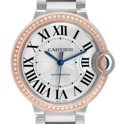 Photo of Cartier Ballon Bleu 36 Steel Rose Gold Diamond Ladies Watch WE902081 Papers