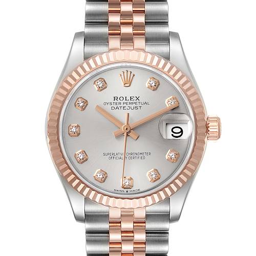 Photo of Rolex Datejust 31 Midsize Steel Rose Gold Diamond Ladies Watch 278271