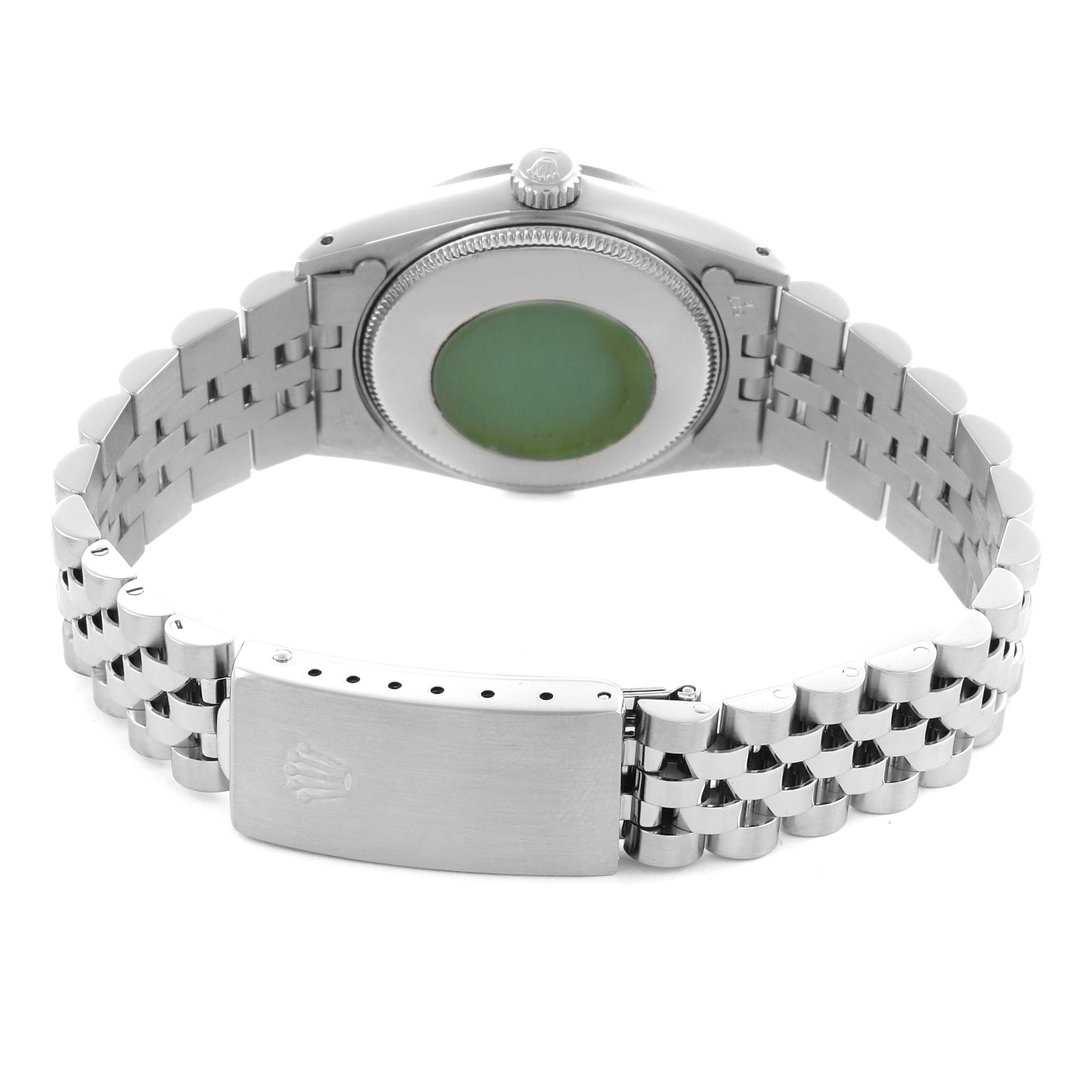 The image shows the back and bracelet of a Rolex Mid-Size 68274 Women's Stainless Steel Silver Dial 68274 Women's Stainless Steel Silver Dial watch from a rear angle.