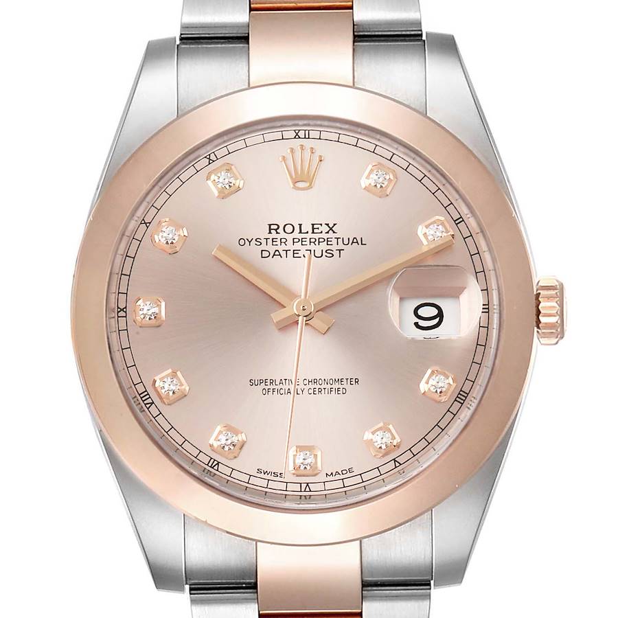 Rolex Datejust 41 Steel Rose Gold Diamond Dial Mens Watch 126301 Box Card SwissWatchExpo