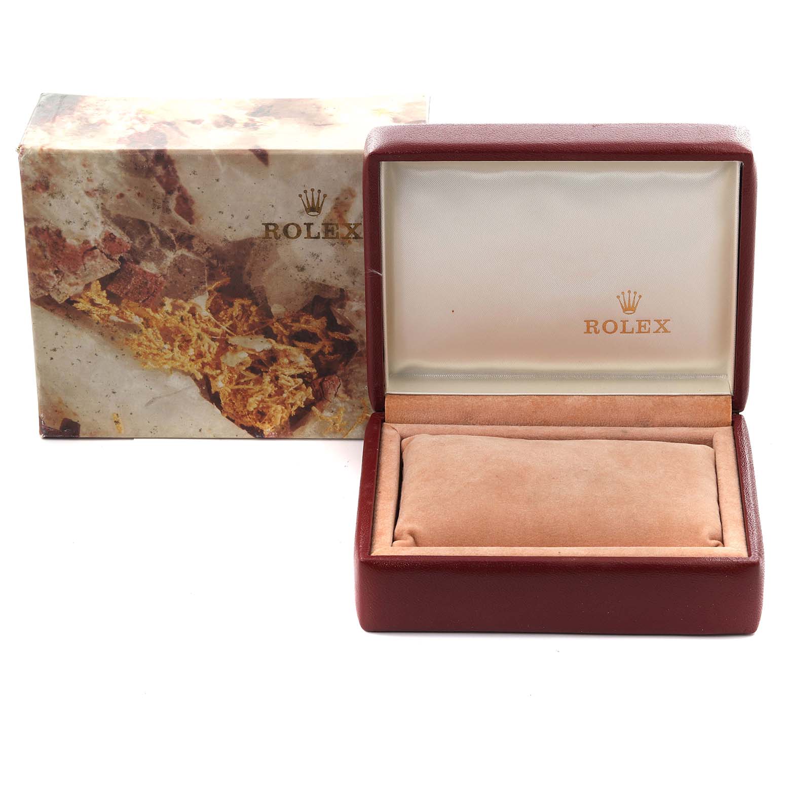 The image shows a Rolex Datejust 69173 Women's Steel and Gold (two tone) White Dial 69173 Women's Steel and Gold (two tone) White Dial watch box and cushion, with the lid open and angled slightly from the front.