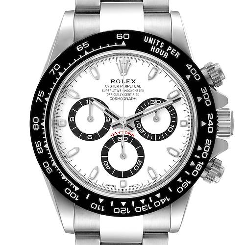 Photo of Rolex Daytona Ceramic Bezel White Dial Steel Mens Watch 116500 Box Card