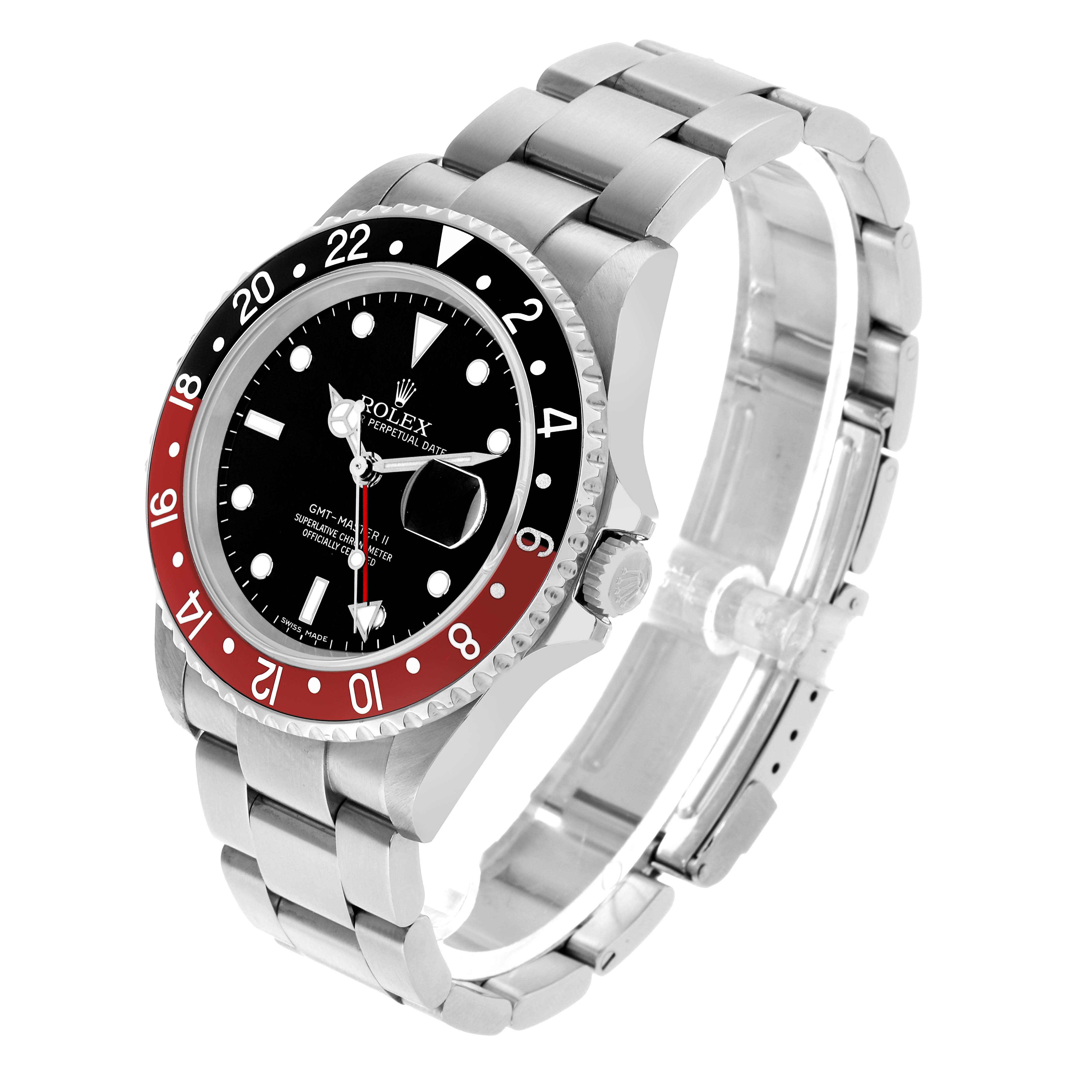 The Rolex GMT-Master 16710 Men's Stainless Steel Black Dial model is shown at an angled view displaying the face, bezel, crown, and full bracelet.