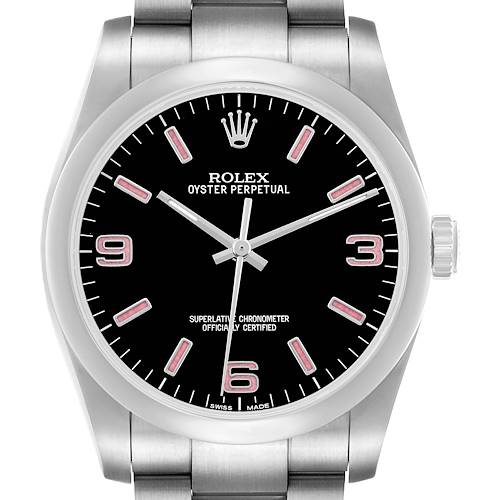 Photo of Rolex Oyster Perpetual 36 Steel Pink Baton Black Mens Watch 116000