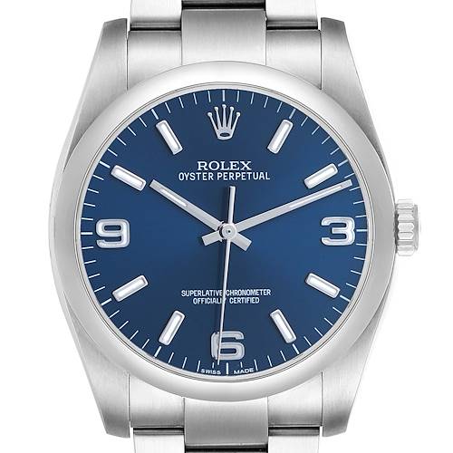 Photo of Rolex Oyster Perpetual 36mm Blue Dial Steel Mens Watch 116000