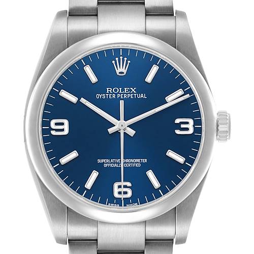 Photo of Rolex Oyster Perpetual 36mm Blue Dial Steel Mens Watch 116000