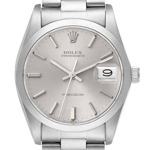 Photo of Rolex OysterDate Precision Silver Dial Steel Vintage Mens Watch 6694 Box Papers