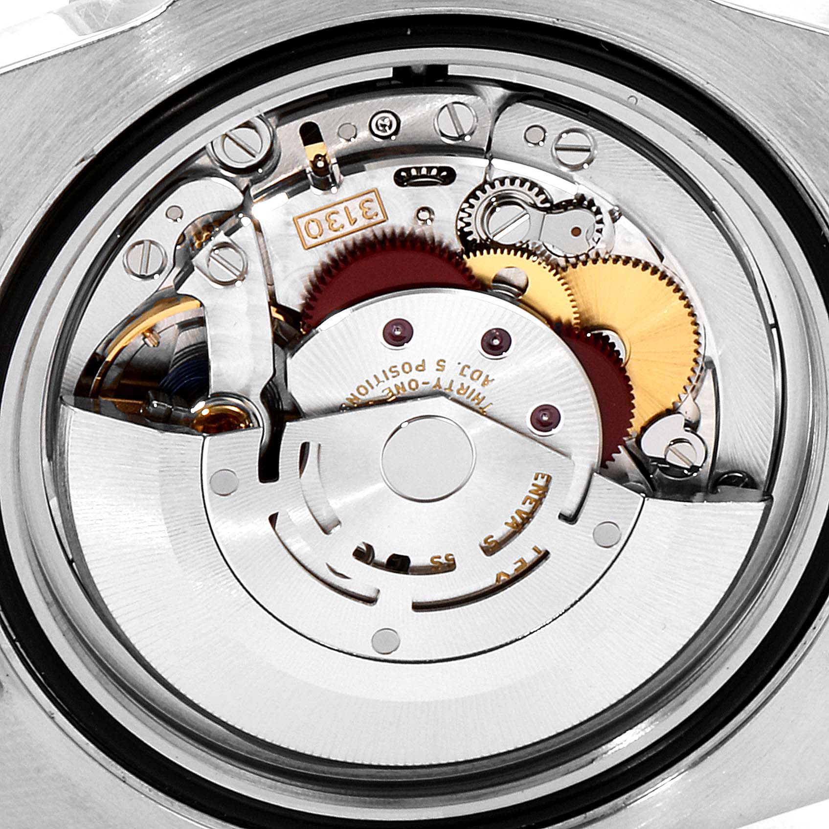 The image shows the back view of the internal mechanical movement of a Rolex Submariner 114060 Men's Stainless Steel Black Dial 114060 Men's Stainless Steel Black Dial watch.