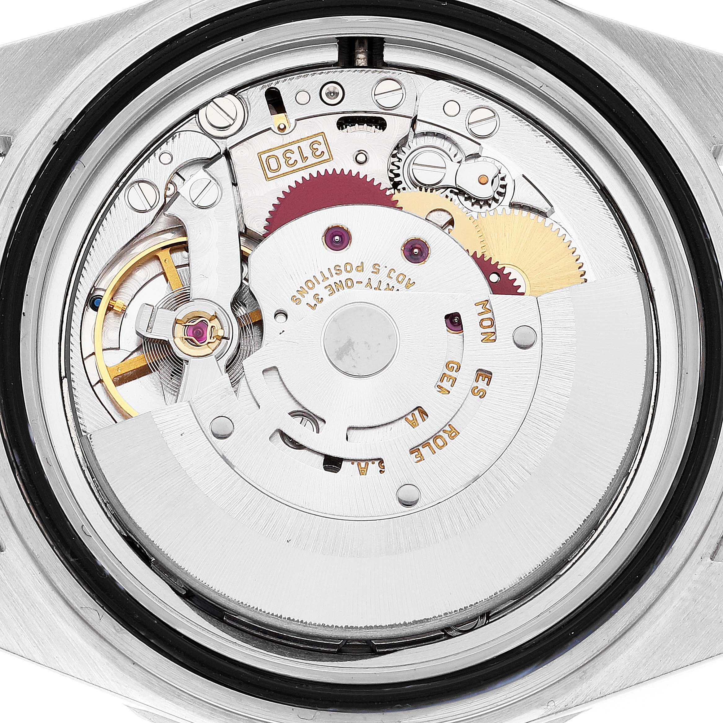 This image shows the internal mechanism of a Rolex Submariner 14060M Men's Stainless Steel Black Dial 14060M Men's Stainless Steel Black Dial watch, viewed from the back with the caseback removed.