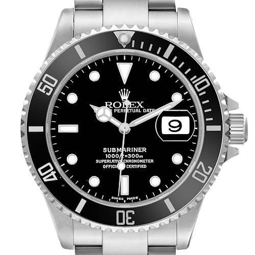 Photo of Rolex Submariner Date Steel Black Bezel Mens Watch 16610