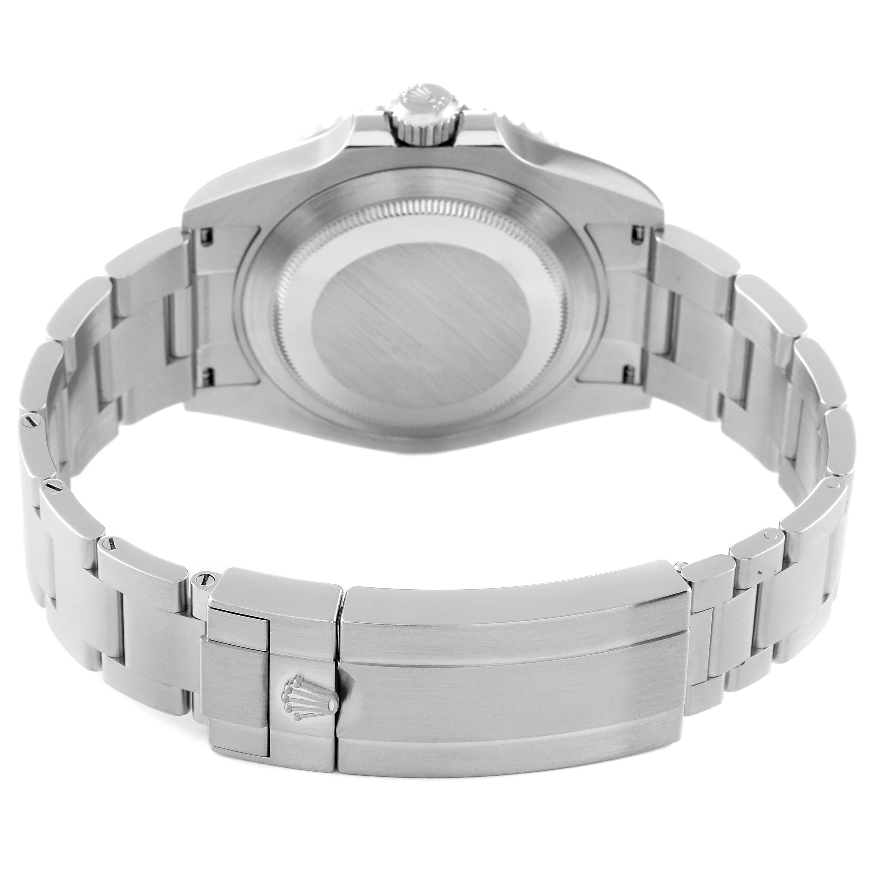 The image shows the back and bracelet of a Rolex Submariner 124060 Men
s Stainless Steel Black Dial 124060 Men
s Stainless Steel Black Dial watch, including the clasp and caseback.