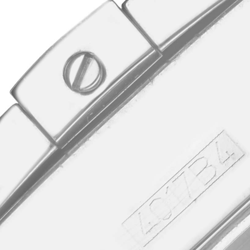 The image shows a close-up of the bracelet clasp with a screw detail from the Breitling Galactic A45320 Men's Stainless Steel Blue Dial A45320 Men's Stainless Steel Blue Dial model watch.