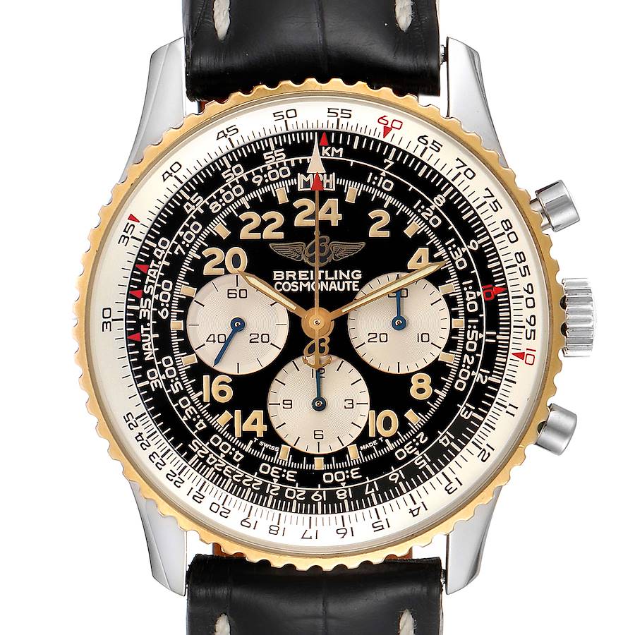 Breitling Navitimer Cosmonaute Lemania Steel Yellow Gold Watch D12022 Box Papers SwissWatchExpo