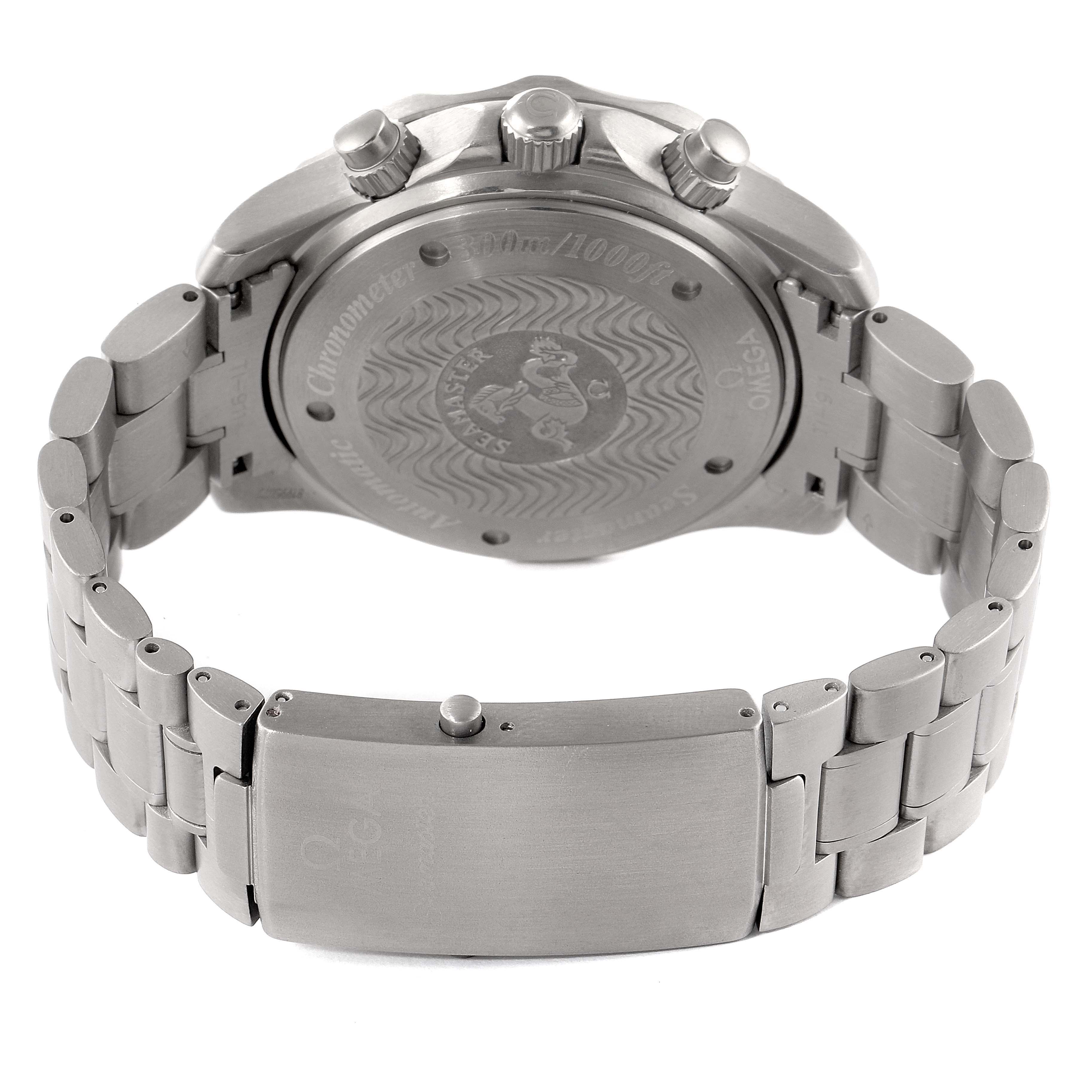 The image shows the back case and bracelet of an Omega Seamaster 2269.52.00 Men's Titanium Black Dial 2269.52.00 Men's Titanium Black Dial watch from a rear angle.