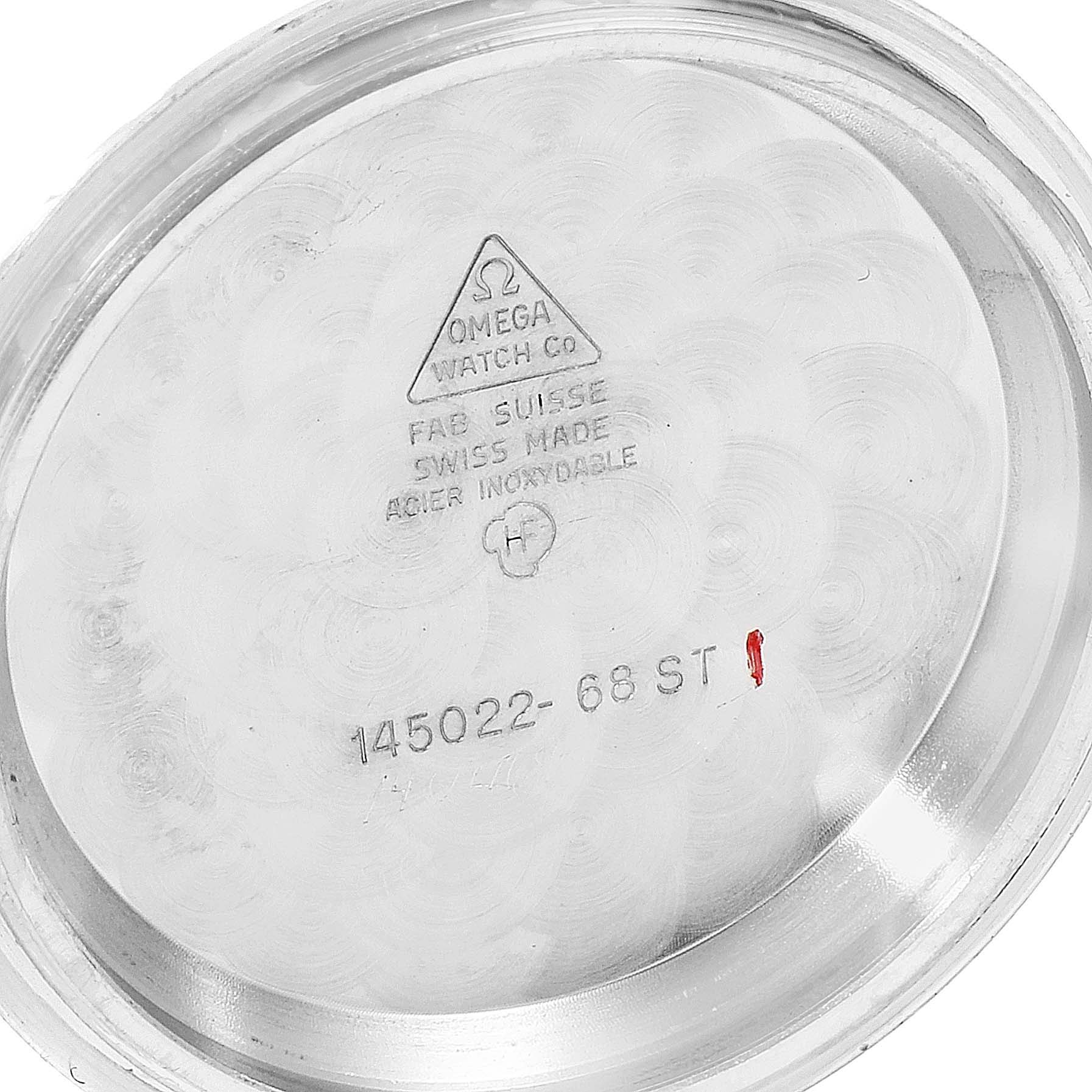 This image shows the inner case back of an Omega Speedmaster 145.022 Men's Stainless Steel Black Dial 145.022 Men's Stainless Steel Black Dial watch.