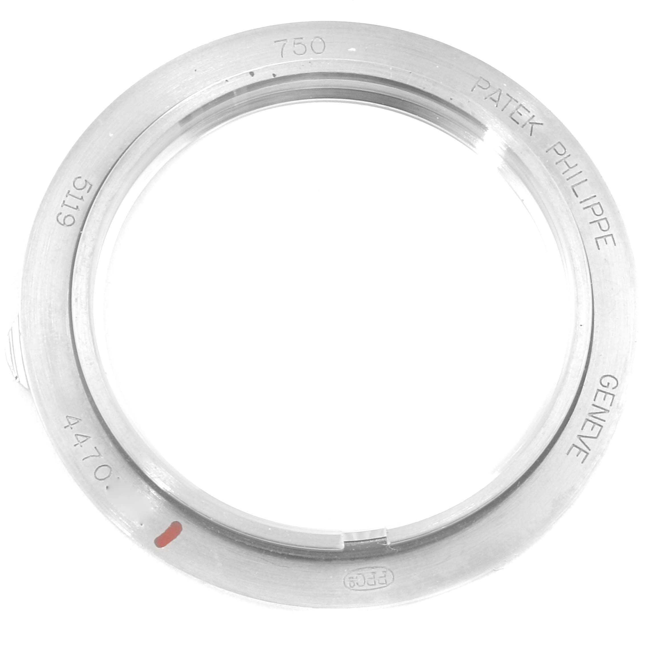 The image shows a top view of the bezel for the Patek Philippe Calatrava 5119G Men's White Gold White Dial 5119G Men's White Gold White Dial model.