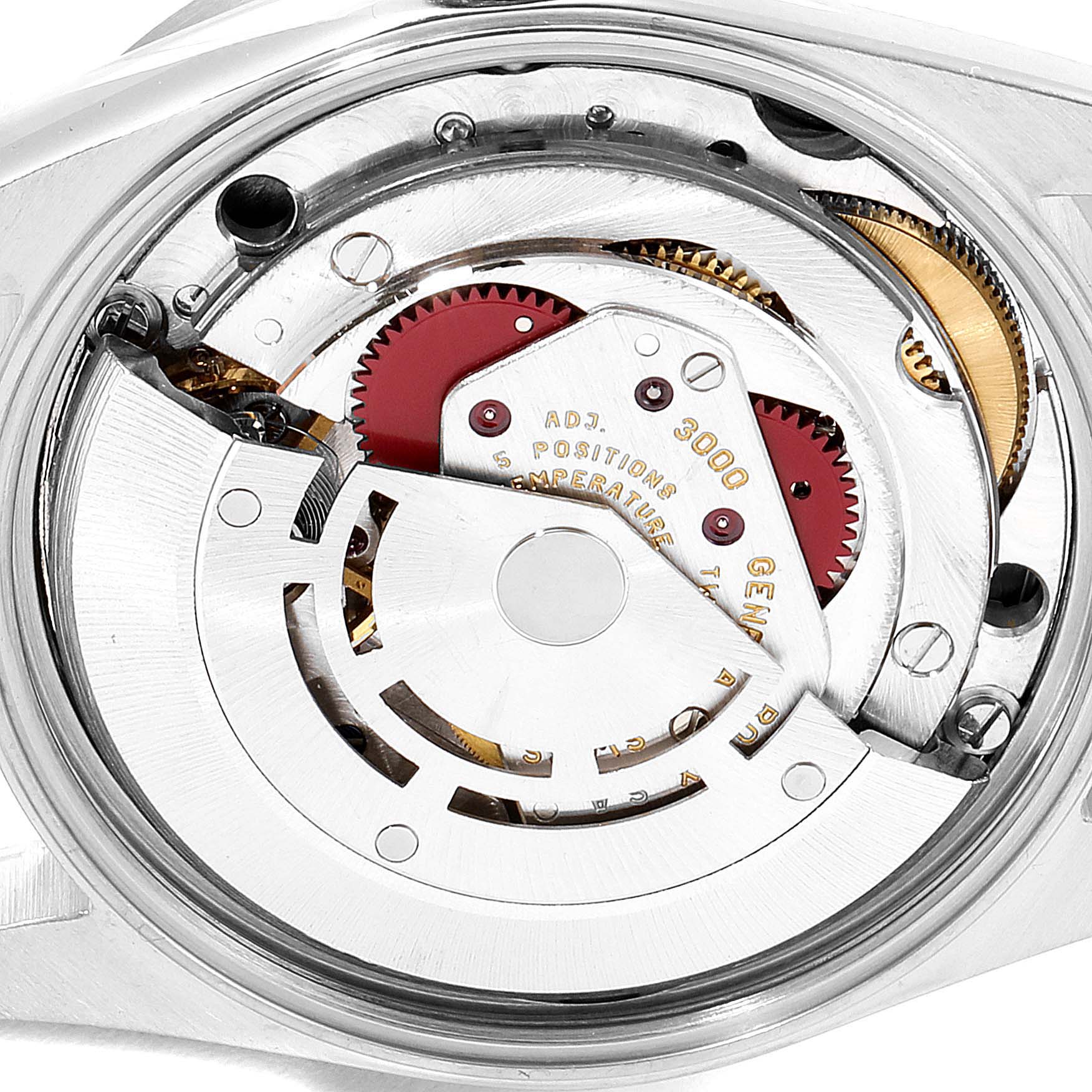 This image shows a close-up view of the inner mechanical movement of a Rolex Air-King 30891 Men's Stainless Steel White Dial 30891 Men's Stainless Steel White Dial watch.