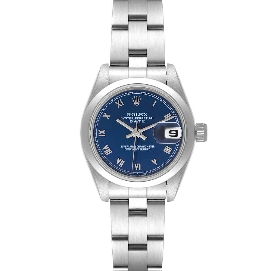 Rolex Date Blue Dial Oyster Bracelet Steel Ladies Watch 69160 Box Papers SwissWatchExpo