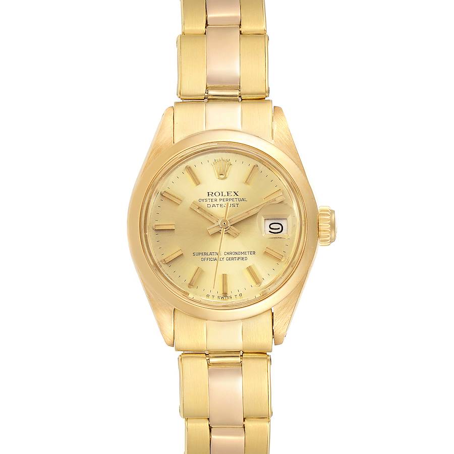 Rolex Datejust Oyster Bracelet 18K Yellow Gold Ladies Watch 6916 SwissWatchExpo