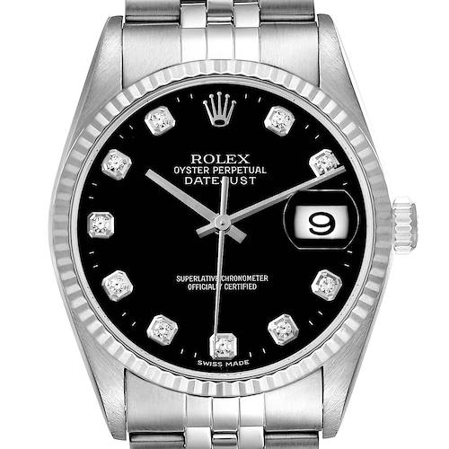 Photo of NOT FOR SALE Rolex Datejust Steel White Gold Black Diamond Dial Mens Watch 16234 PARTIAL PAYMENT